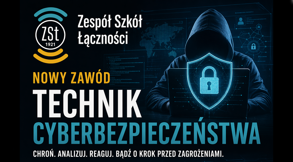 Plakat nowego kierunku technicznego cyberbezpieczeństwa