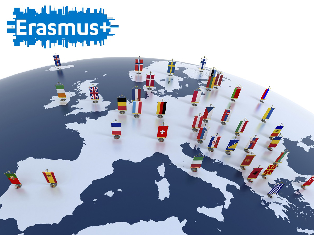 Mapa Europy związana z programem Erasmus+