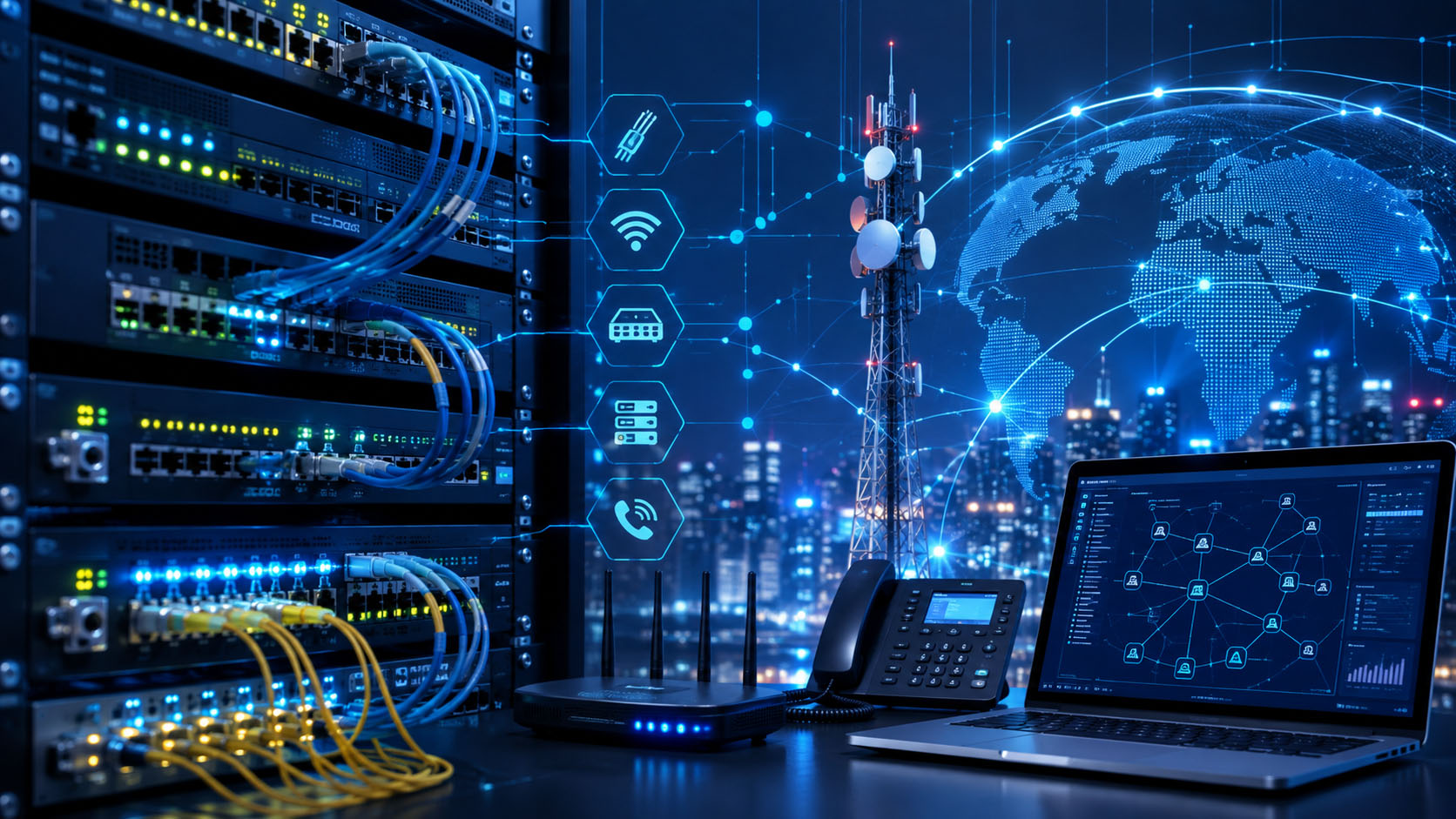 Technik teleinformatyk podczas zajęć praktycznych