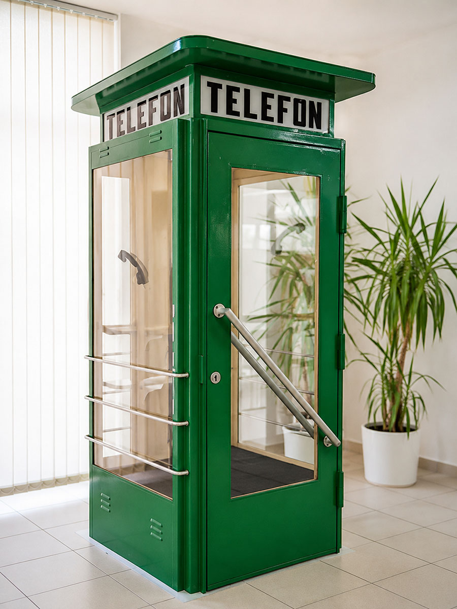 Budka telefoniczna przy wejściu do ZSŁ