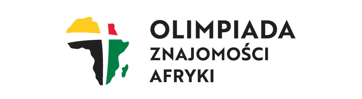 Logo Olimpiady Znajomości Afryki z graficznym konturem Afryki