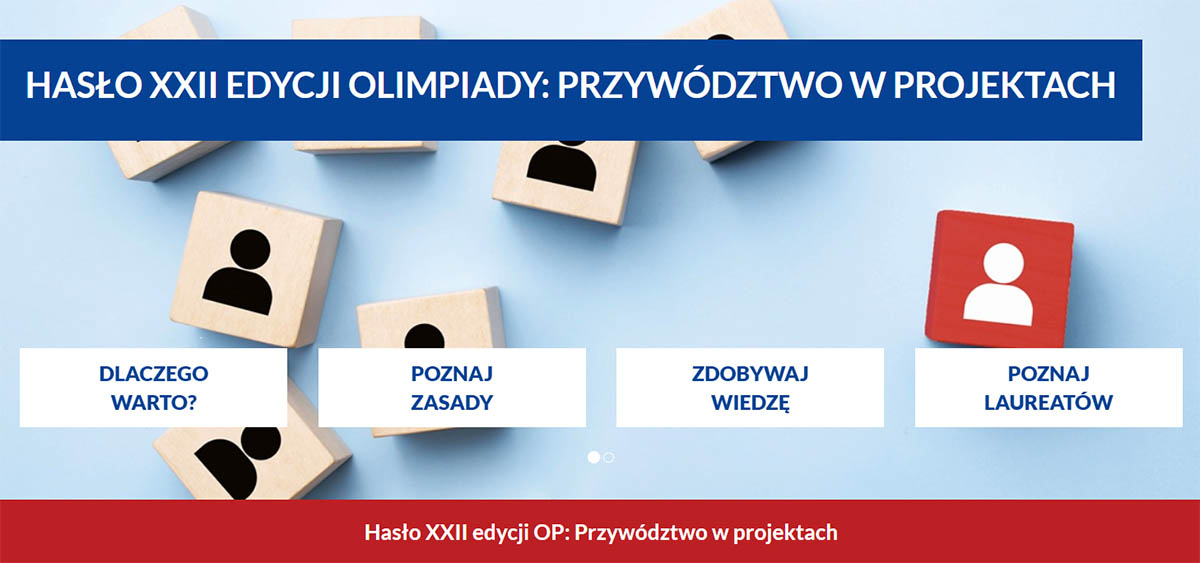 Grafika Olimpiady Przedsiębiorczości 2026 poświęconej przywództwu w projektach