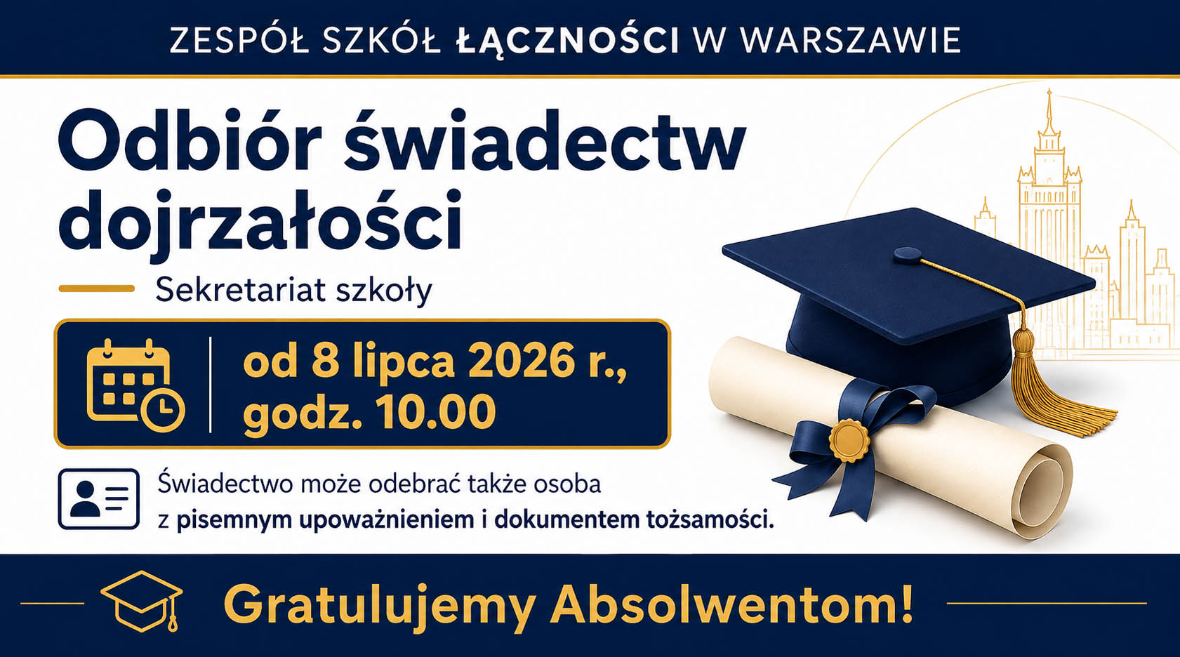 ODBIÓR ŚWIADECTW DOJRZAŁOŚCI