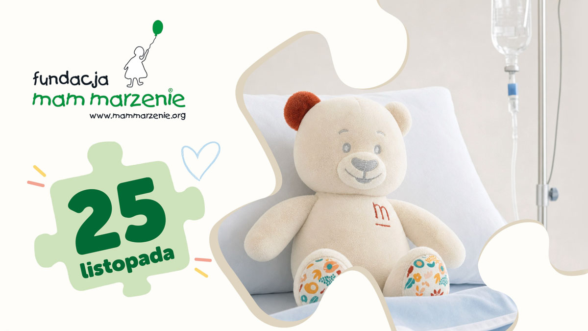 Grafika promująca Dzień Pluszowego Misia 2026 z pluszowym misiem i informacją o akcji charytatywnej