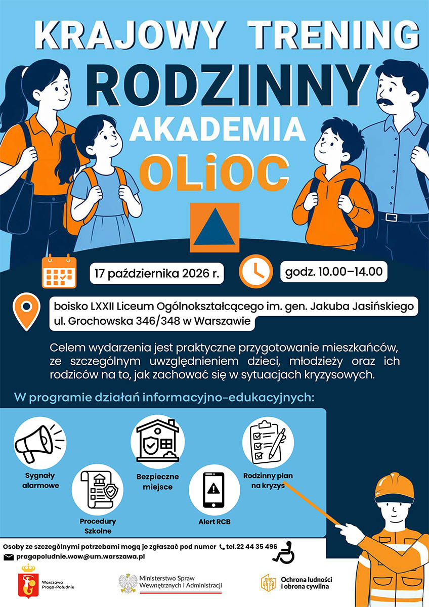 Plakat informacyjny Krajowego Treningu Rodzinnego Akademii OLiOC