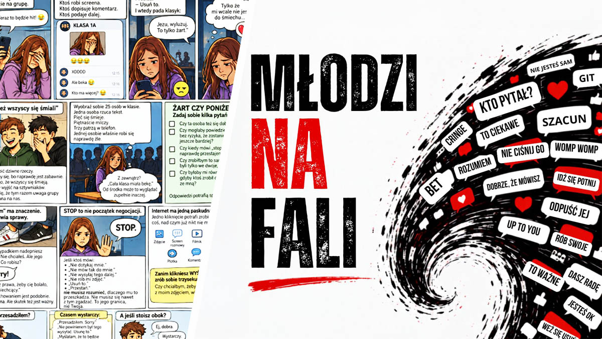 Grafika promująca kampanię „Młodzi na fali – Słowa mają moc”