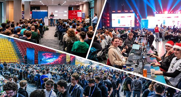 Uczniowie podczas wydarzeń, konkursów i hackathonów informatycznych oraz technologicznych