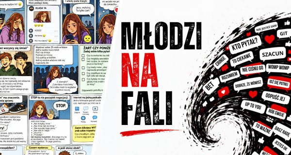 Grafika promująca kampanię „Młodzi na fali – Słowa mają moc”