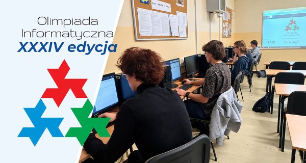 Uczniowie pracujący przy komputerach podczas Olimpiady Informatycznej 2026