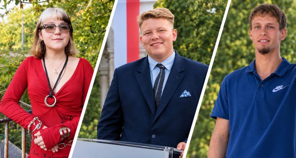 Kolaż przedstawiający kandydatów w wyborach do Samorządu Uczniowskiego ZSŁ w 2026 roku