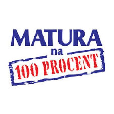 Grafika „Matura na 100 procent” związana z wyróżnieniem maturzystów.